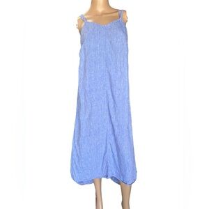 Antibes Blanc 100% Linen Coastal Tropical Lagom Beach Dress Women XS Strappy EUC